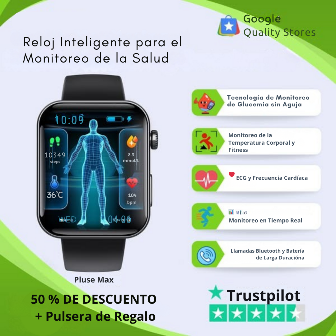 Medidor multifunción de glucemia + Reloj Monitor – COMPRA 1 Y RECIBE OTRO GRATIS ✅