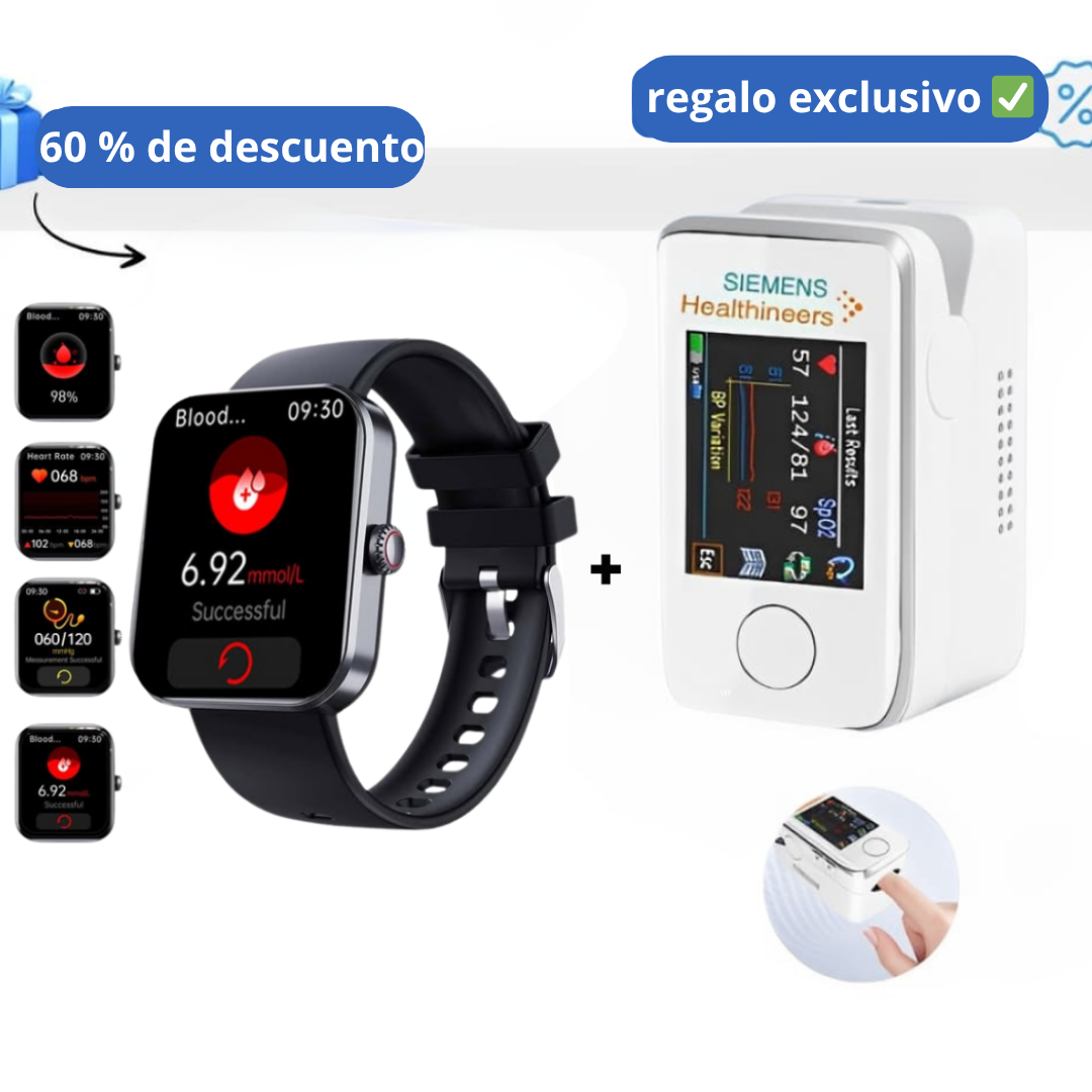 Medidor multifunción de glucemia + Reloj Monitor – COMPRA 1 Y RECIBE OTRO GRATIS ✅